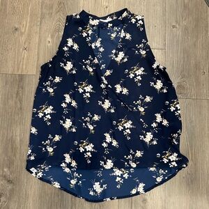 Navy floral blouse